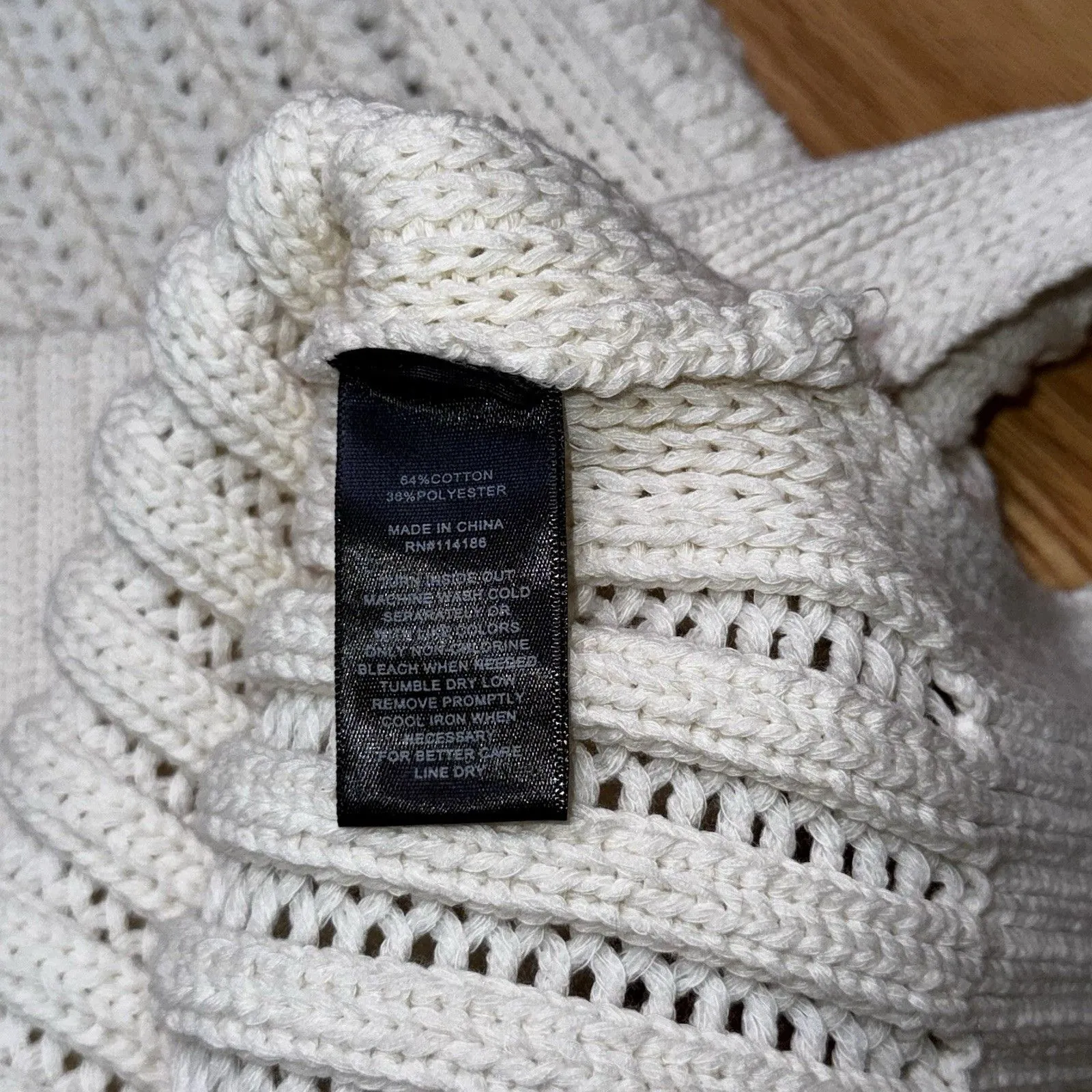 Frye Women’s Chunky Cable Knit Pullover Sweater Cap Sleeve Cream White Sz M EUC - Image 12