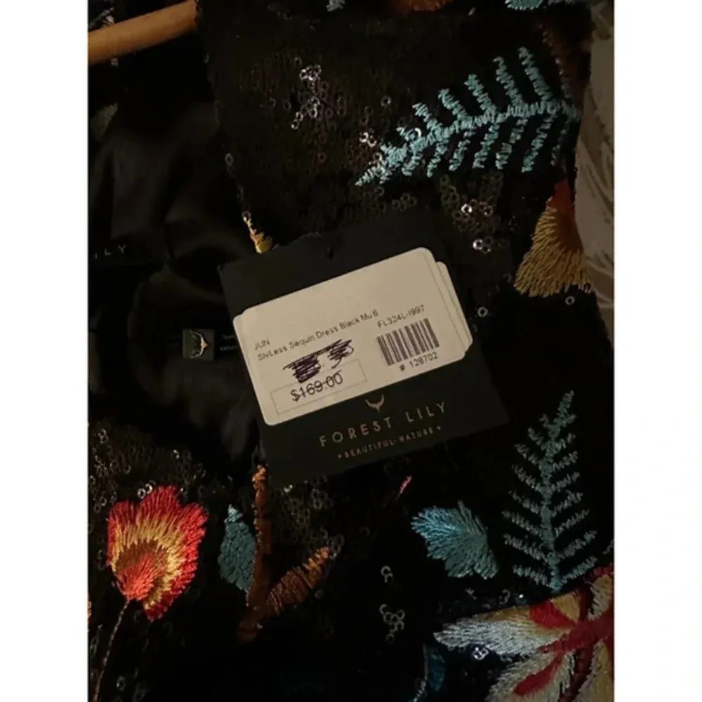 forest lily sequin dress Forest Lily Black Multi Sequin Dress Size 6 - $125 New With Tags