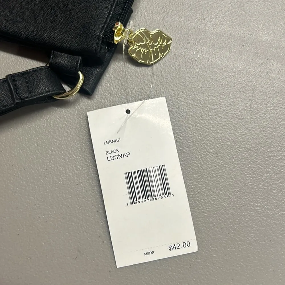 Luv Betsey Johnson Black Wristlet Coin Purse White Puppy Dog Face Ears NWT - Image 4