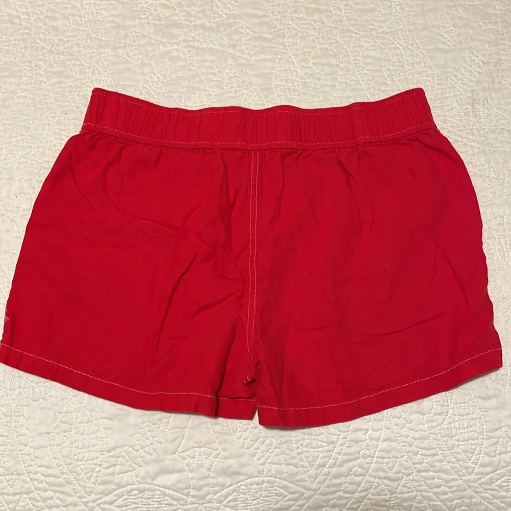 Red  Flowy Shorts with Tie - Image 3