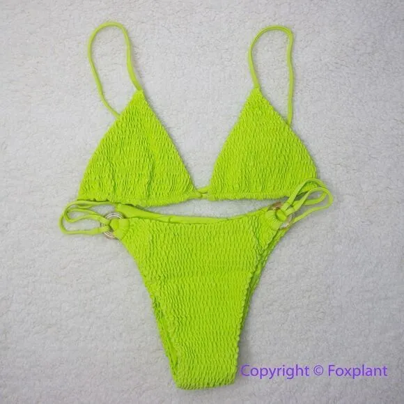 New Set! Free People x Aila Blue lime green bikini, top size S, Bottom size M - Image 3
