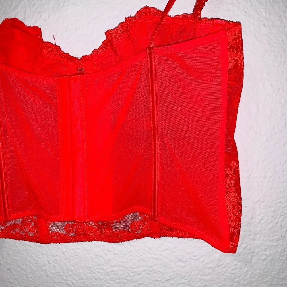 Zara New Women Red Sexy Embroidered Underwire Corset Size 34B - Image 12