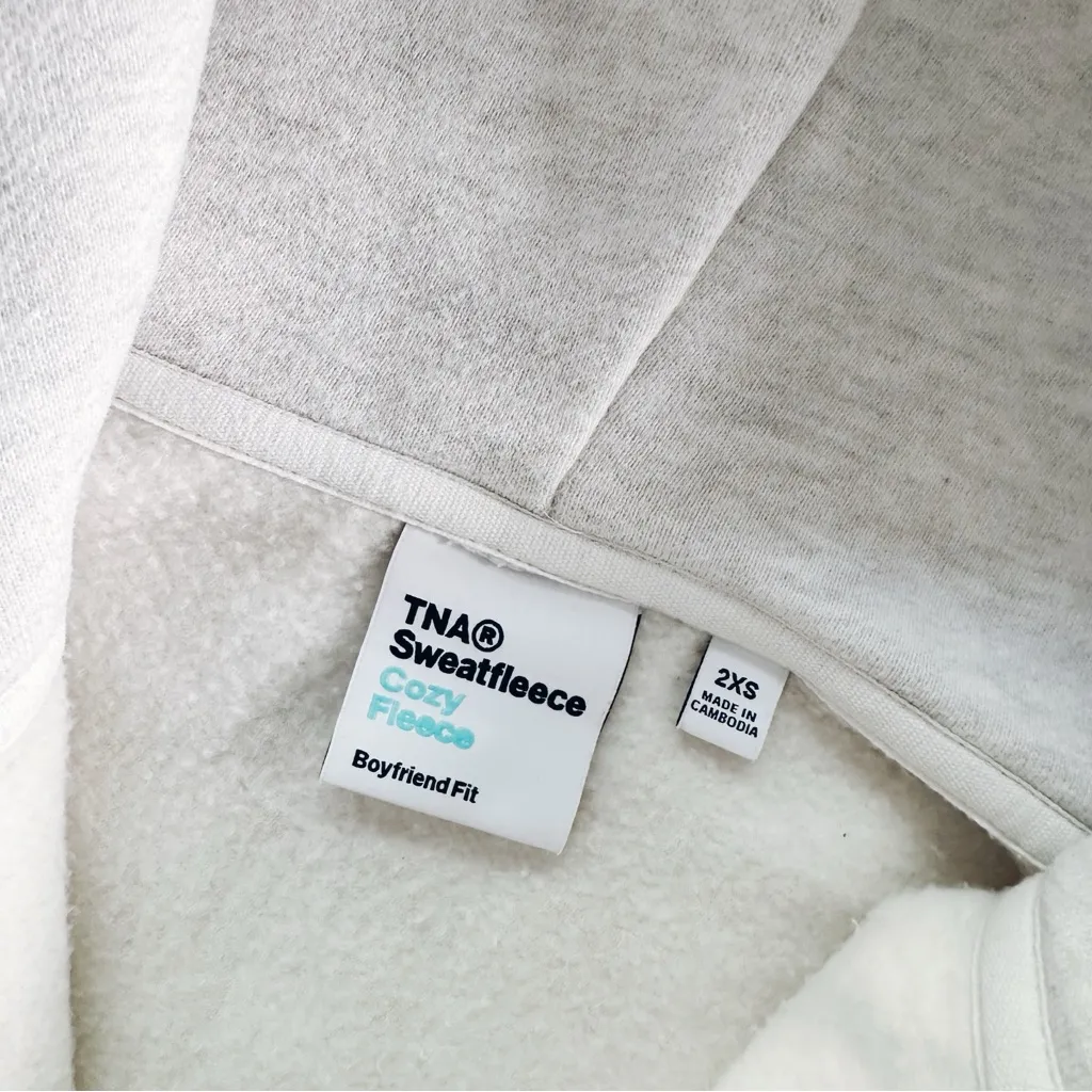 Aritzia TNA Sweatfleece Cozy Fleece Boyfriend Fit Top Zip Up Sweatshirt XXS - Image 12