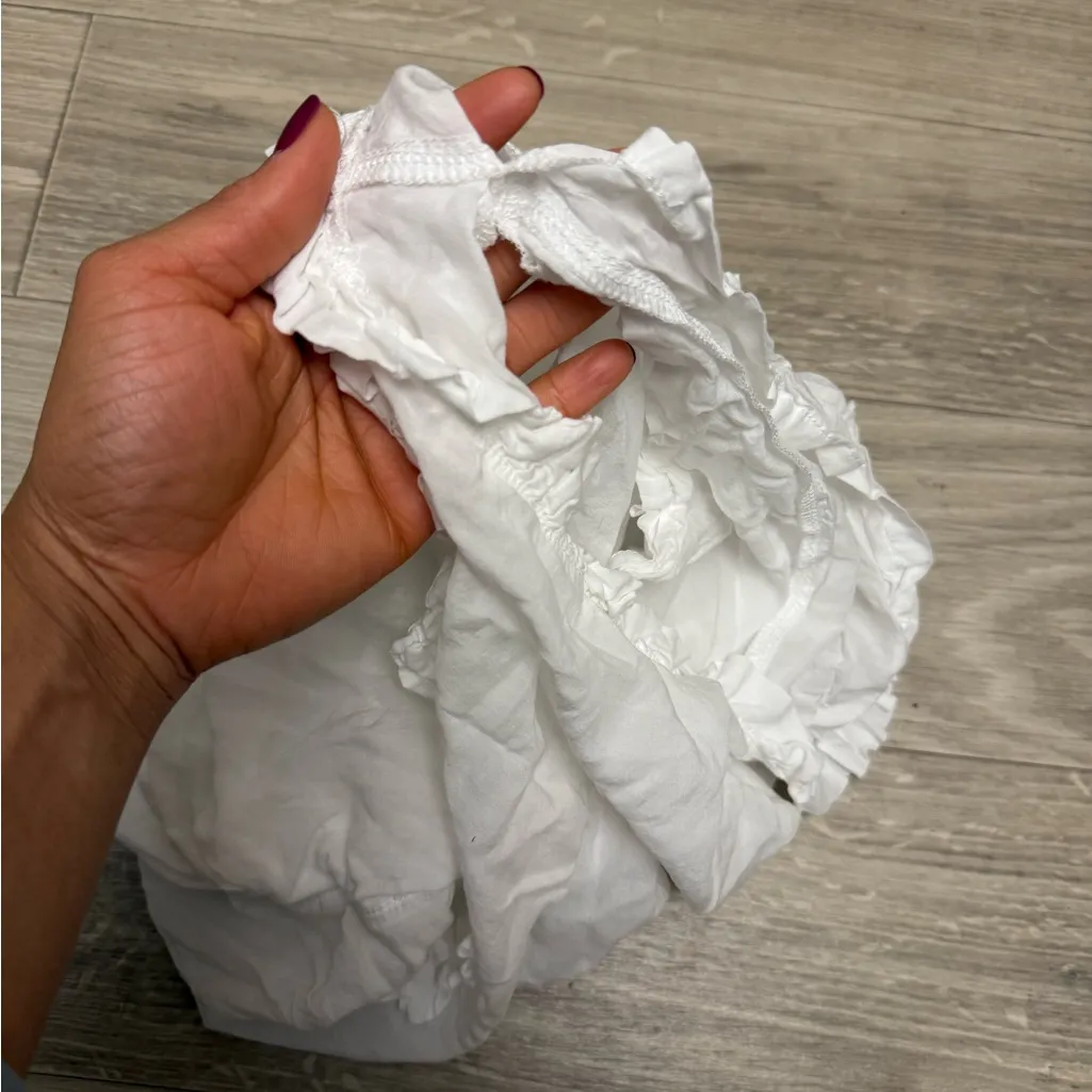 Piyama White Ruffled sleep Shorts Large - Image 4