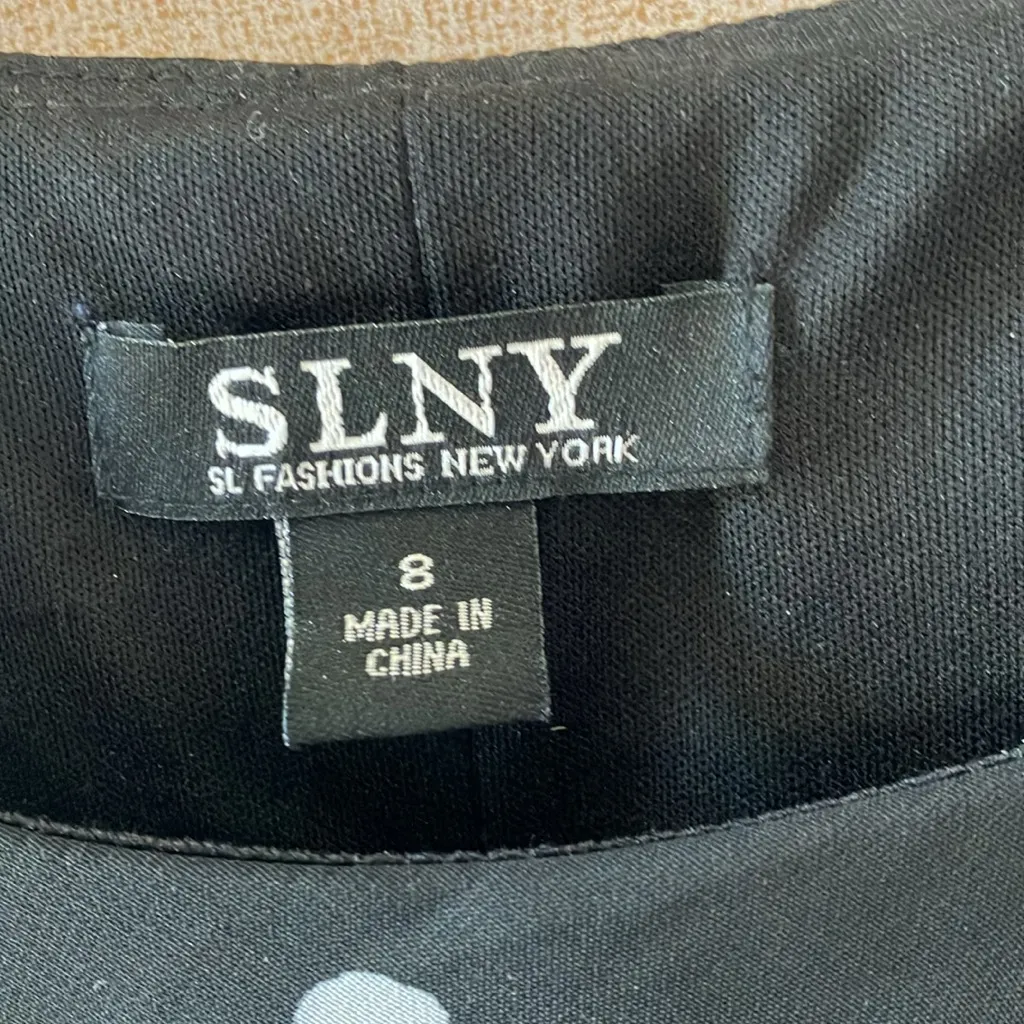 Slny FINAL MARKDOWN  Black and White multi tiered Asymmetrical Polka Dot Dress 8 - Image 3