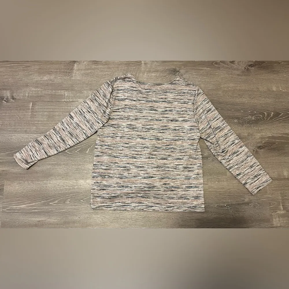 Chicos Swimming Spacedye Mittered Tie Front V Neck Top Mocha Latte Size 3/XL NWT - Image 9