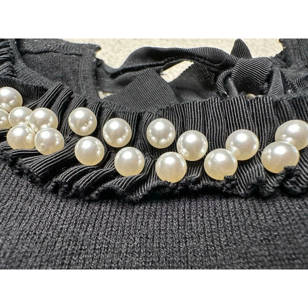 Zara: Black Ruffle Pearl Neckline Sweater - Image 7