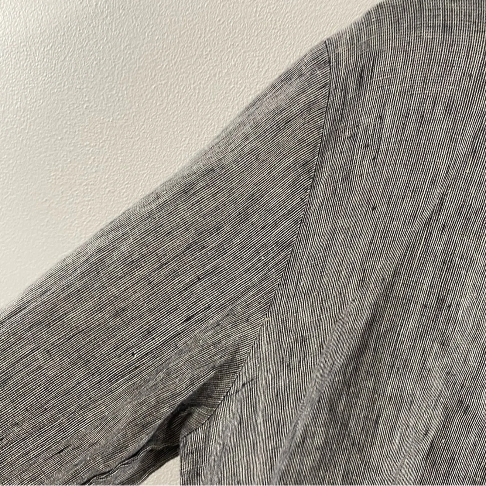 Flax Linen Jacket Gray Button Front Boxy Lagenlook Oversized Artisanal Small - Image 12