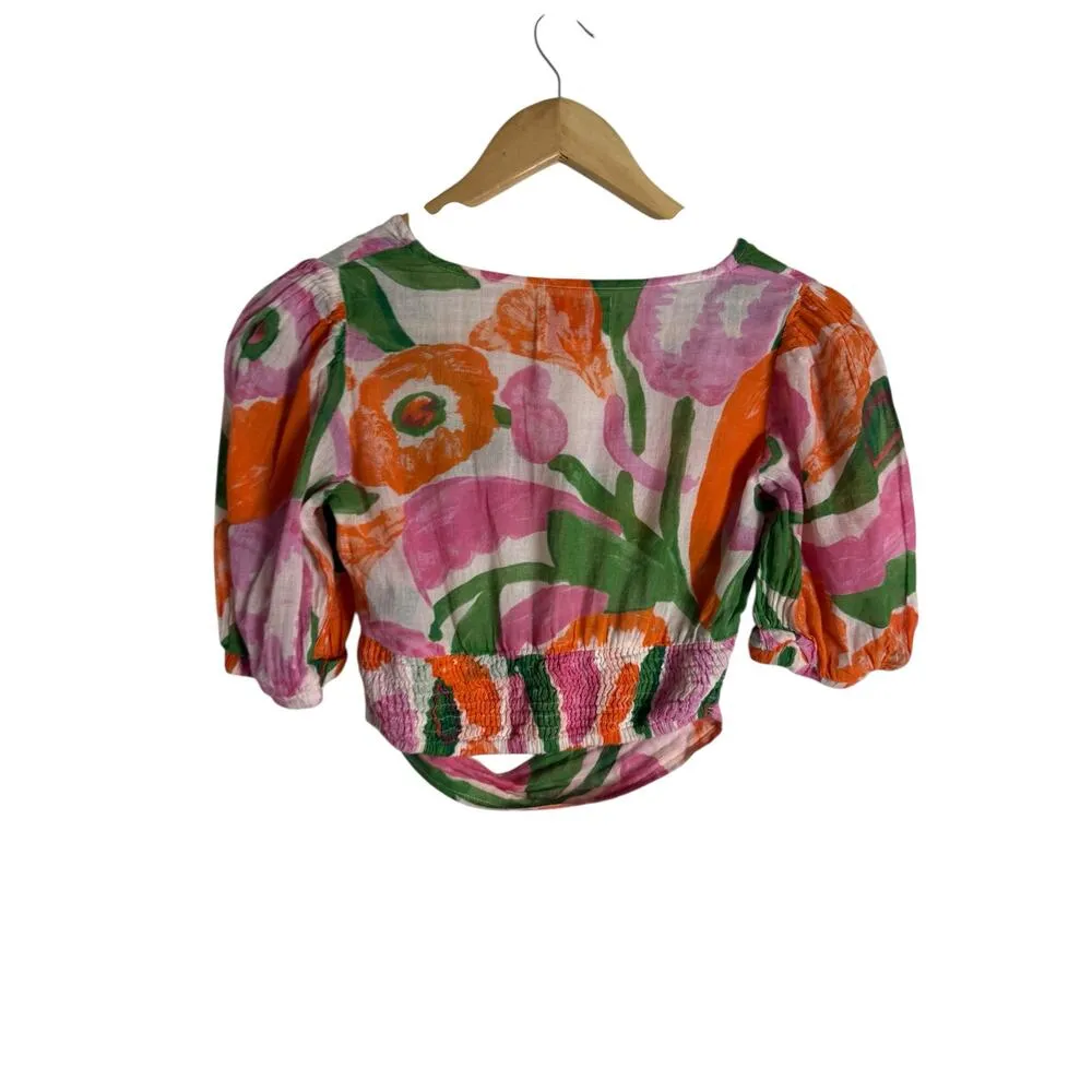 Banjanan Ariana Bloom Floral Print Puff Sleeve Cut Out Twist V - Image 11