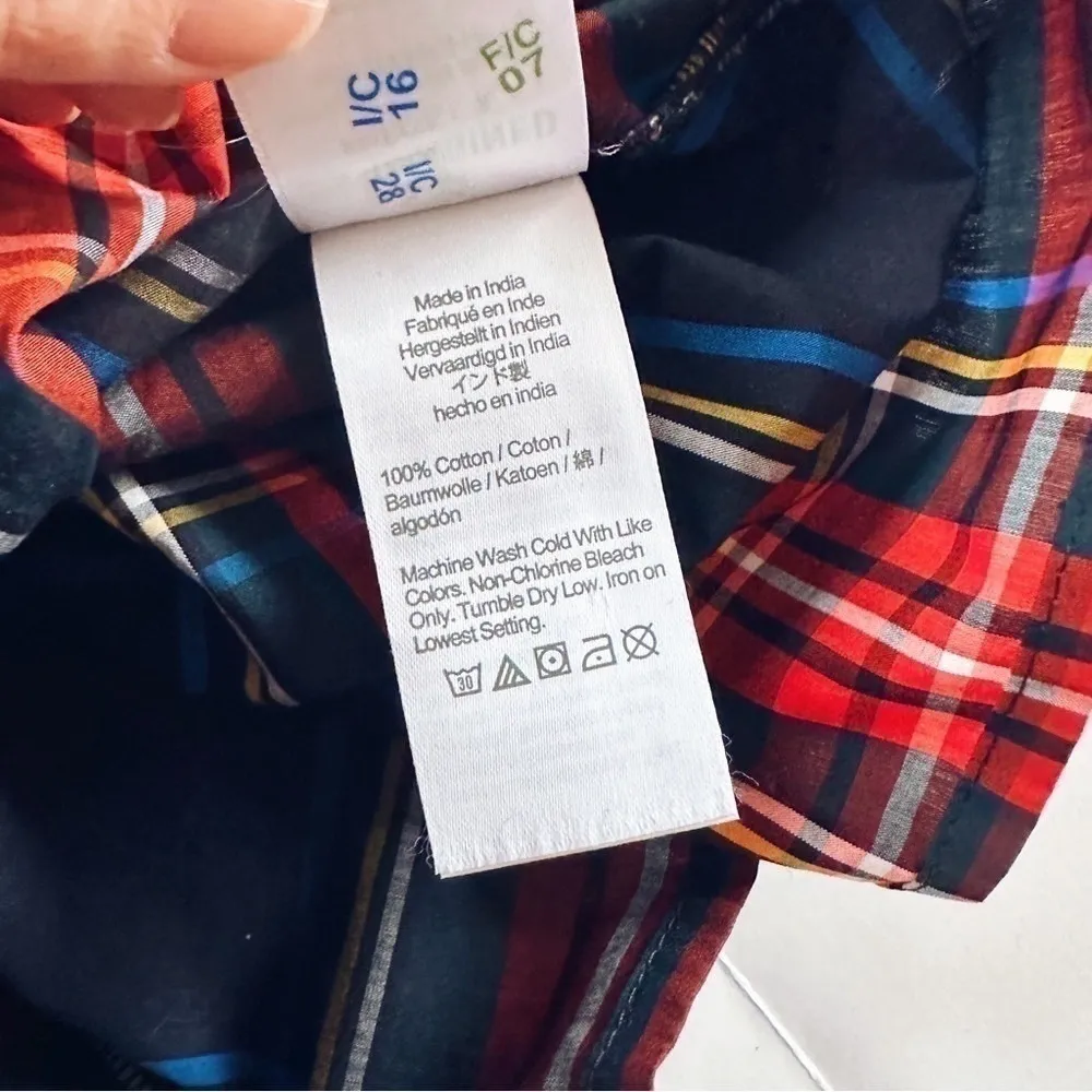 NEW J.Crew Scalloped Tie Neck Stewart Tartan Plaid Poplin Shirt - Image 8