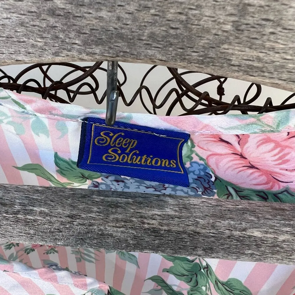 Vintage 90s Sleep Solutions Pastel Floral Slinky Sleep Shirt Blouse Size XL - Image 2