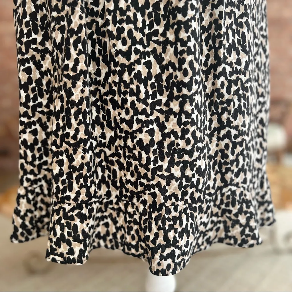 Old Navy Dress Cheetah Animal Print Ruffle Hem Linen Blend Sleeveless M Mini Mod - Image 9