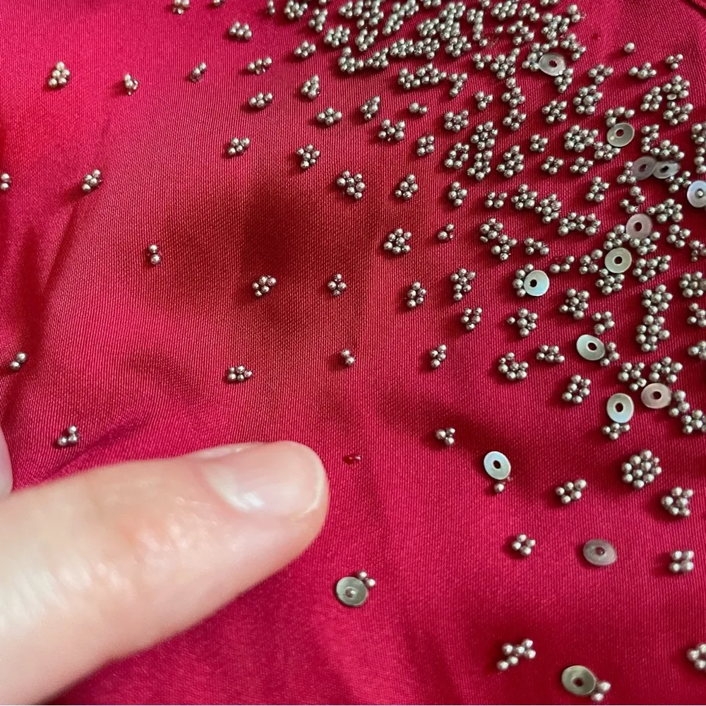 OLD TAG TORRID Plus Size Raspberry Red Beaded Sequin Satin Kimono Sleeve Blouse - Image 14