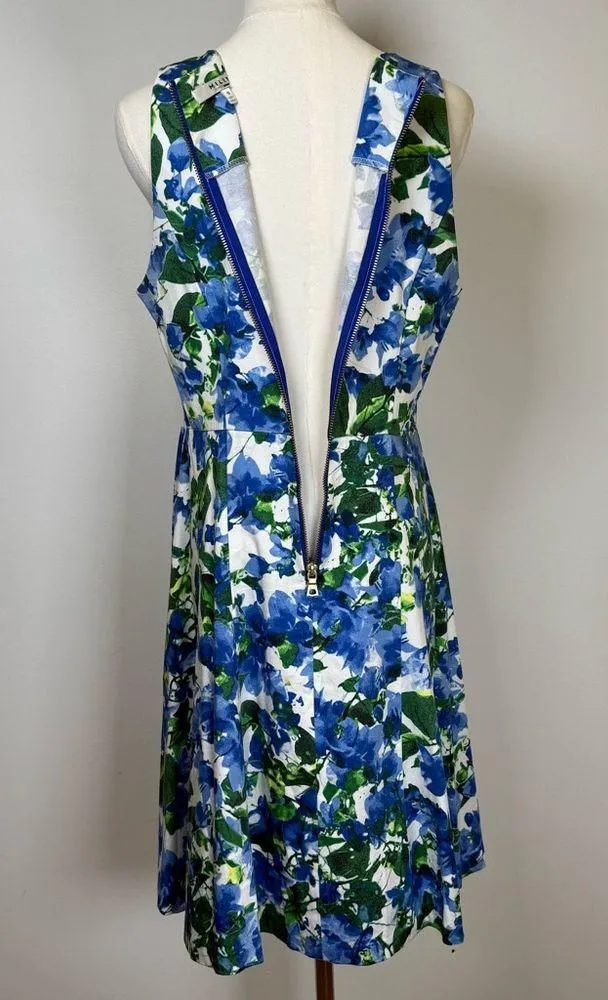 MILLY Capri Floral Sleeveless Dress Cotton Fit And Flare Women’s Size 10 - Image 7