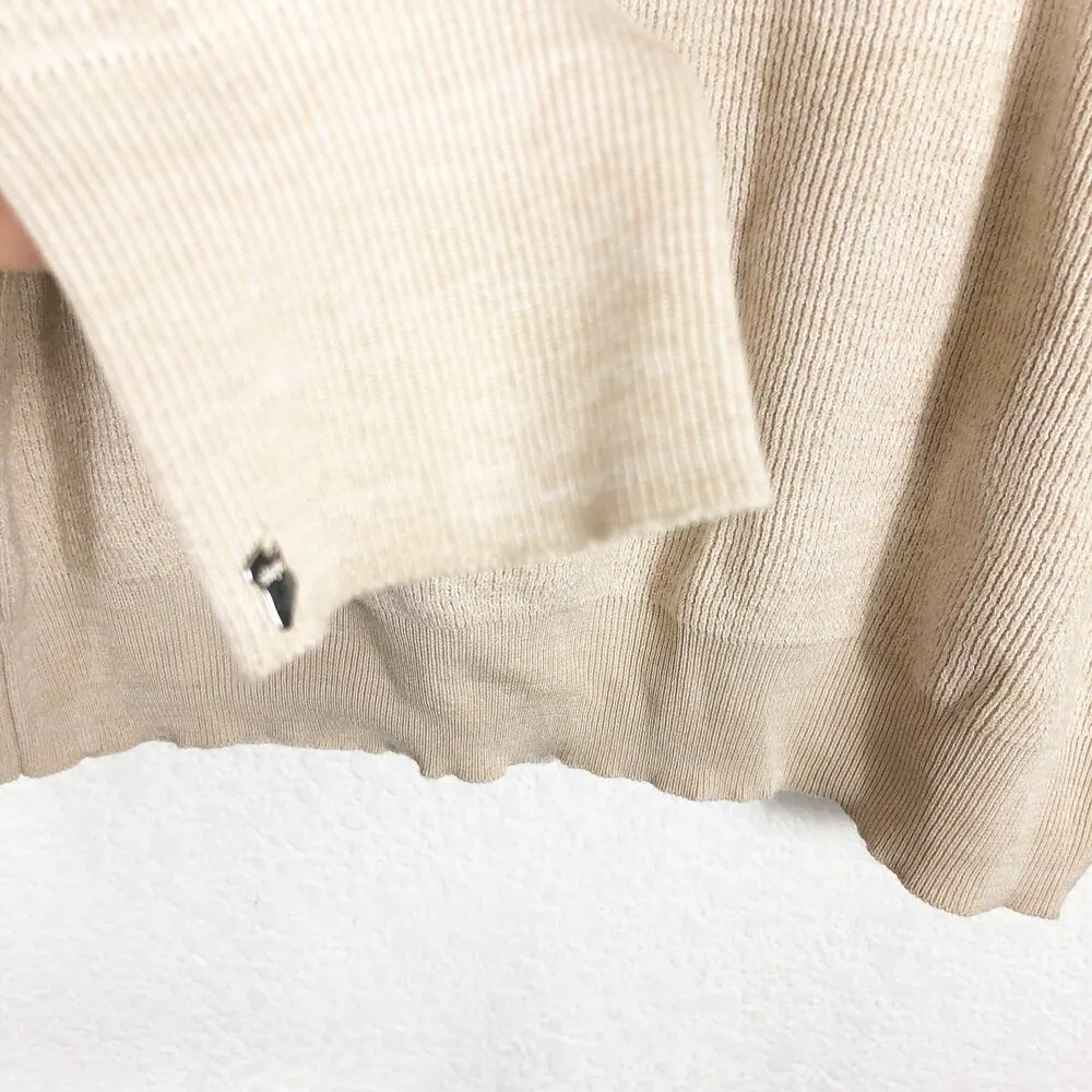 Oblique Creations Tan Illusion Oversized Sweater Size Medium Turtleneck Ribbed - Image 10