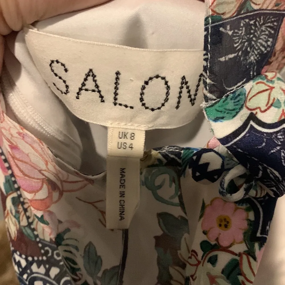 SALONI RINA FLORAL PRINT SILK JACQUARD MINI DRESS FLORAL CERAMIC 4 - Image 8