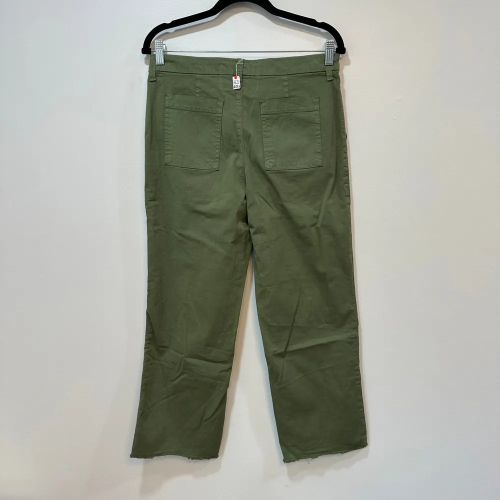 Frank & Eileen Blackstone Pants Army Green Straight Cotton Raw Hem NWT $328 sz 6 - Image 7