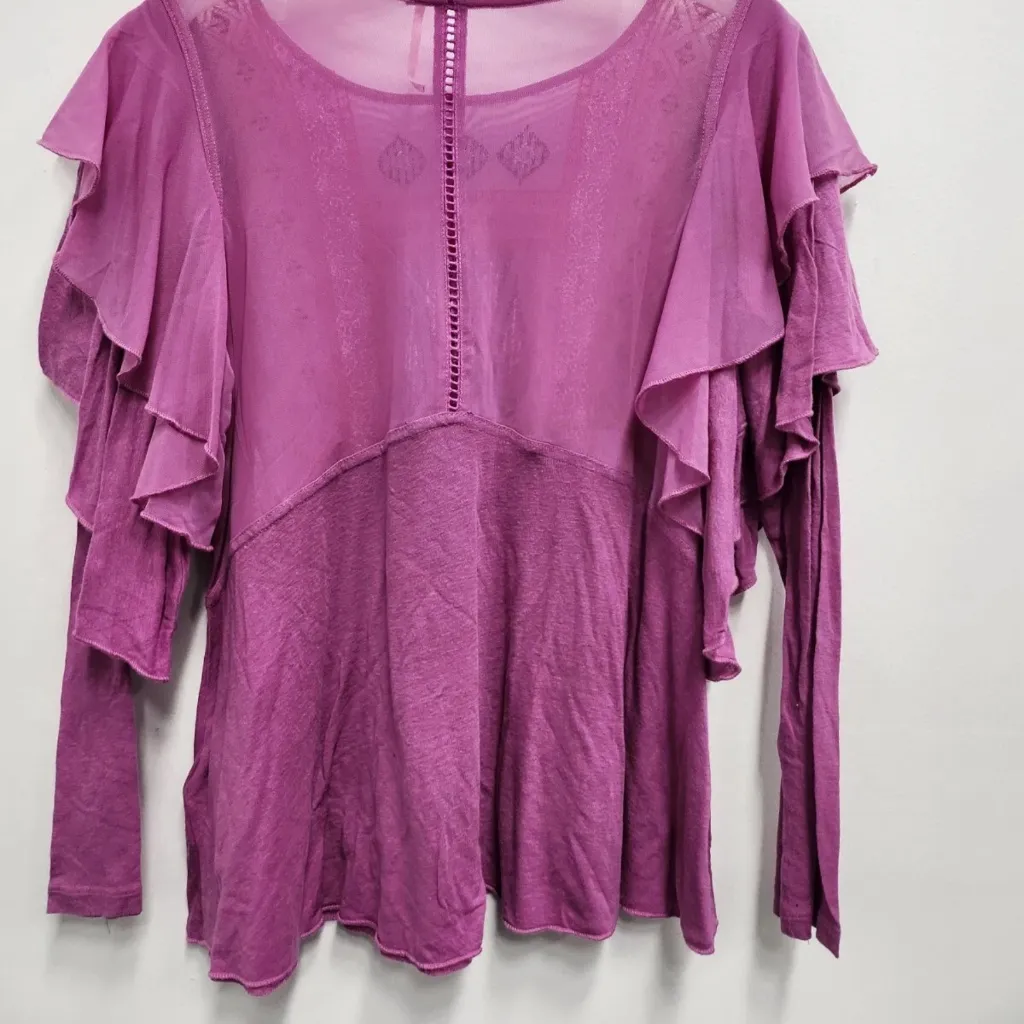 Free People La Cienega Long Sleeve Top in Wisteria Sz L EUC - Image 8