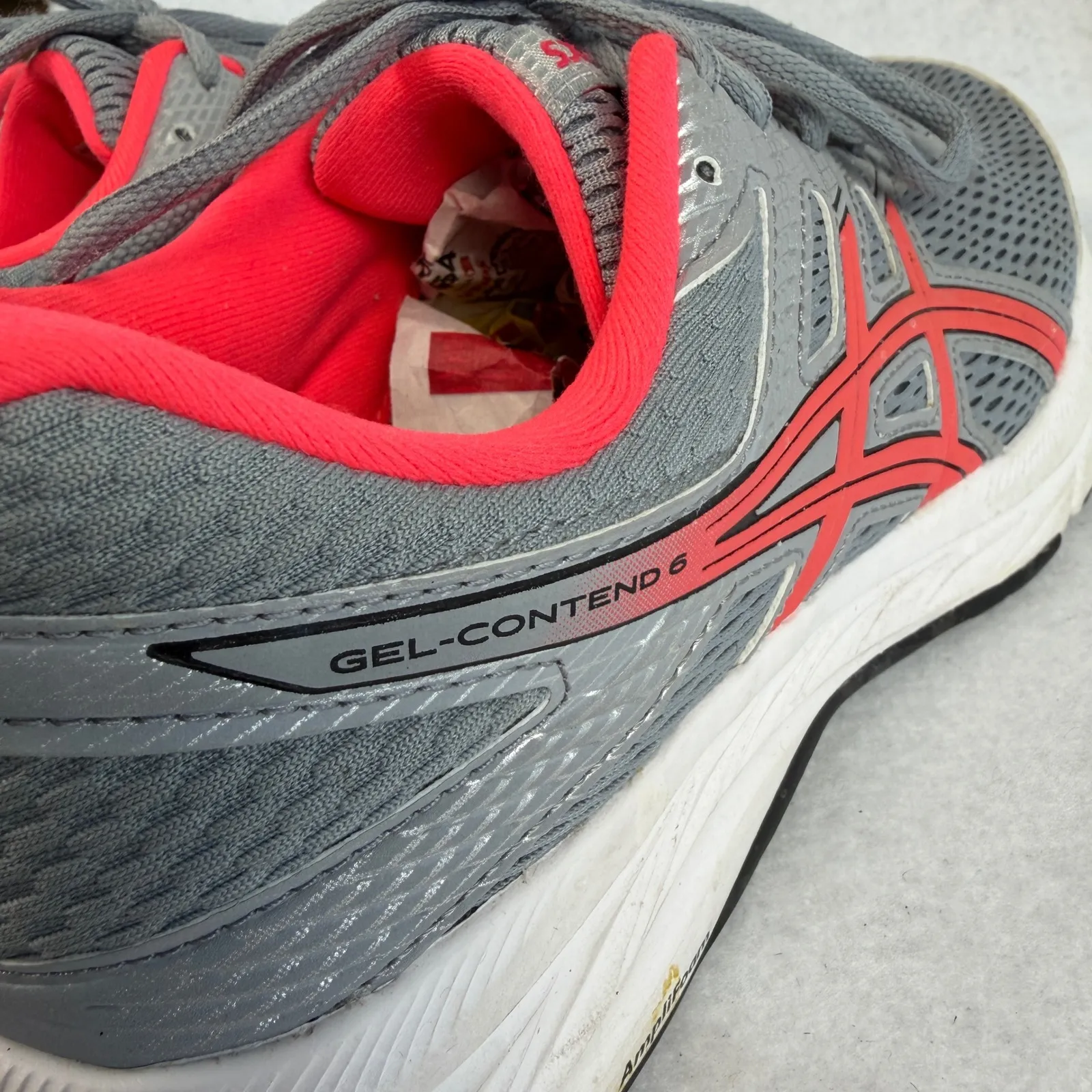 ASICS Gel Contend 6 Wide Running Shoes Gray Red Womens 8 Athletic Sneakers - Image 5