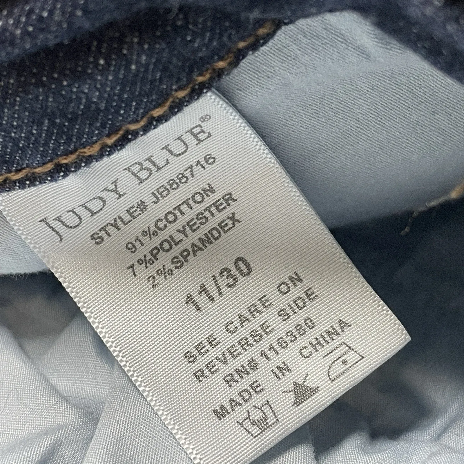 Judy Blue Size 11 / 30 High Waist Wide Leg Cropped Jeans (JB88716) Blue Cotton - Image 6