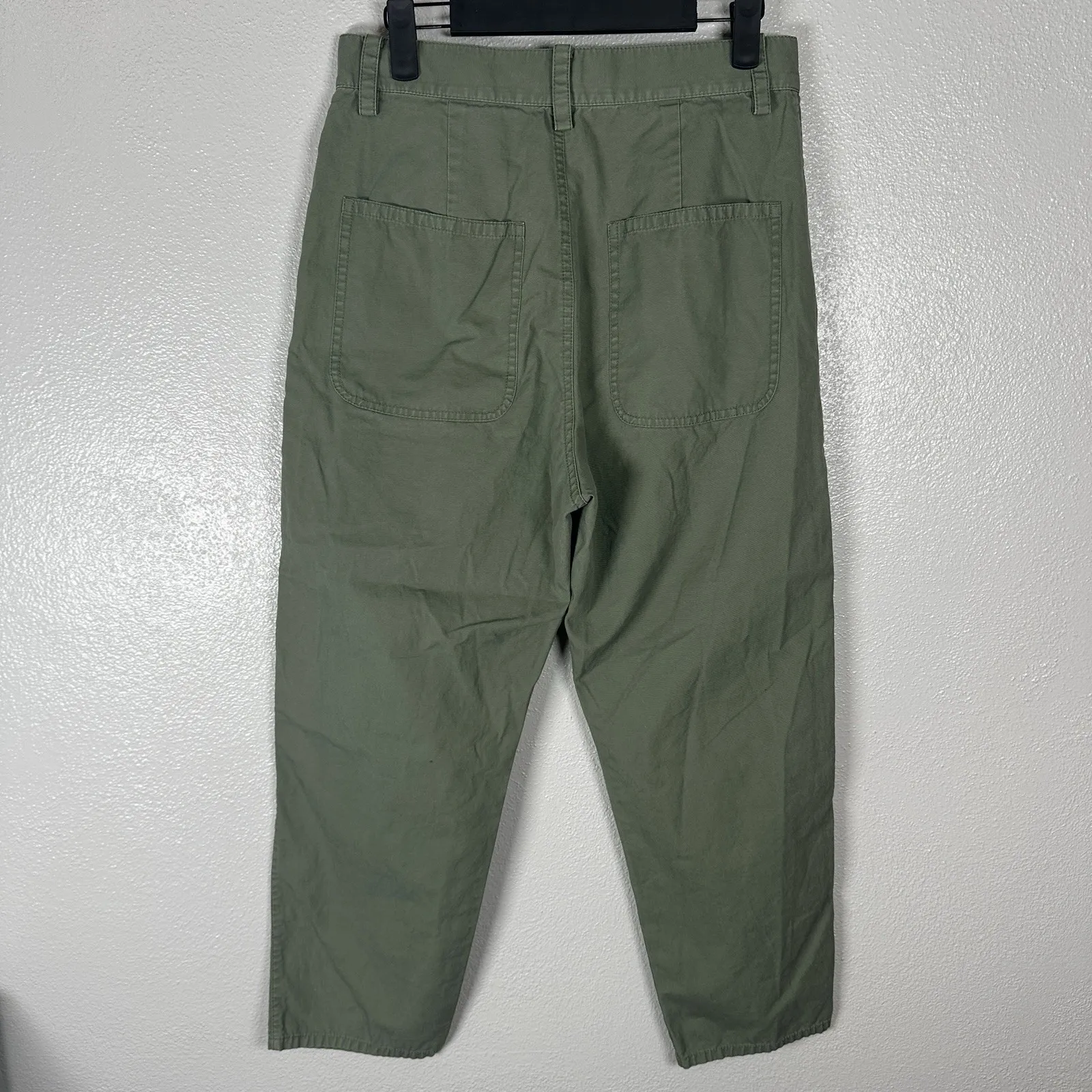 COS Womens Size 4 Green High-Waist Cotton Straight Tapered Leg Twill Pants - Image 3