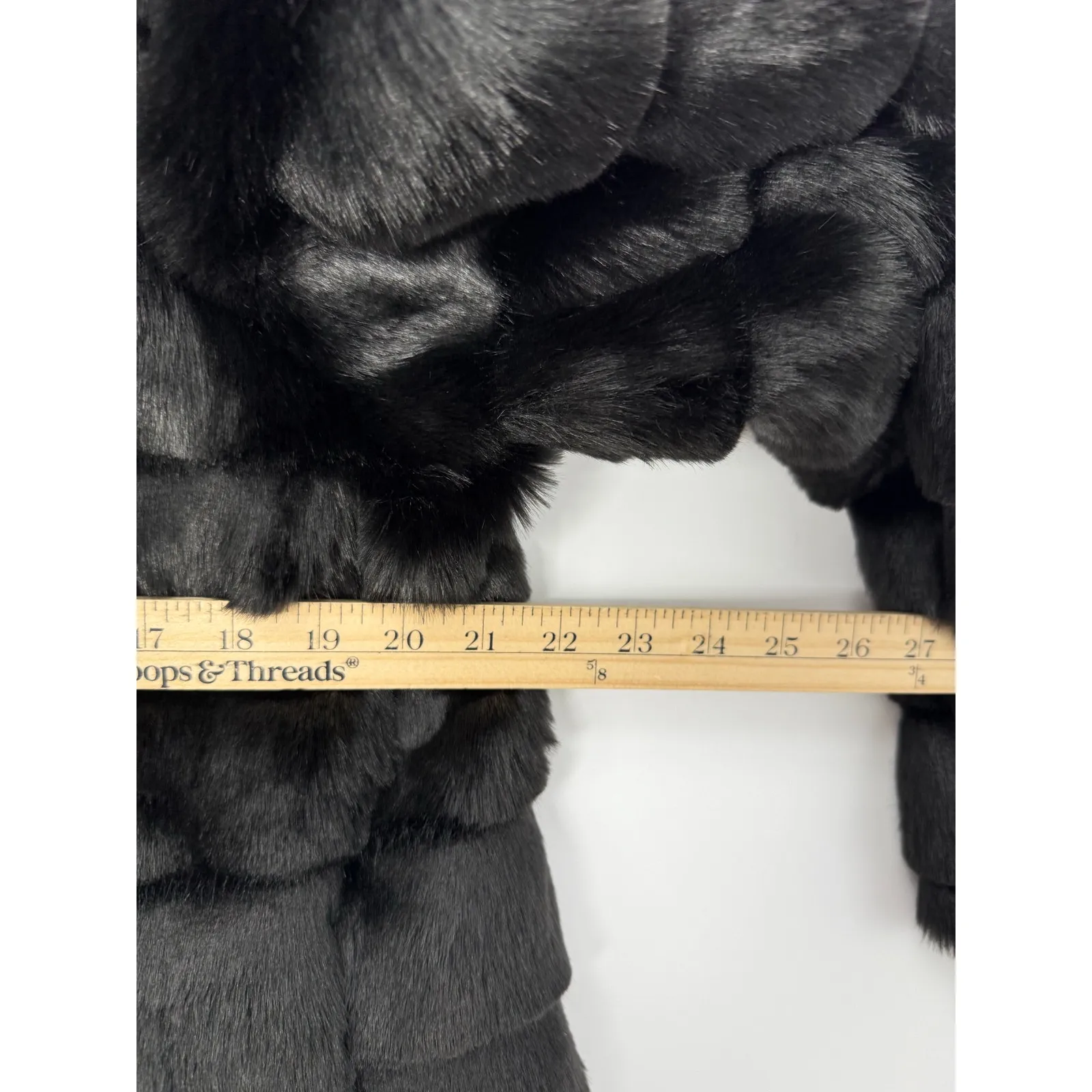 Karl Lagerfeld Paris Faux Fur Jacket L Black Plush Coat Luxe Winter - Image 7