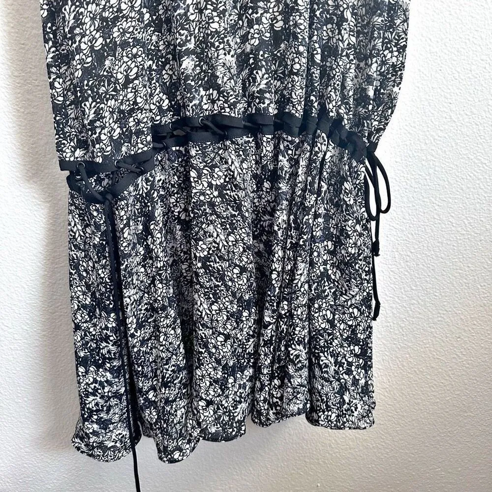 PROSE & POETRY x ANTHROPOLOGIE | Black White Floral Tie Skirt Maxi Dress | Small - Image 2