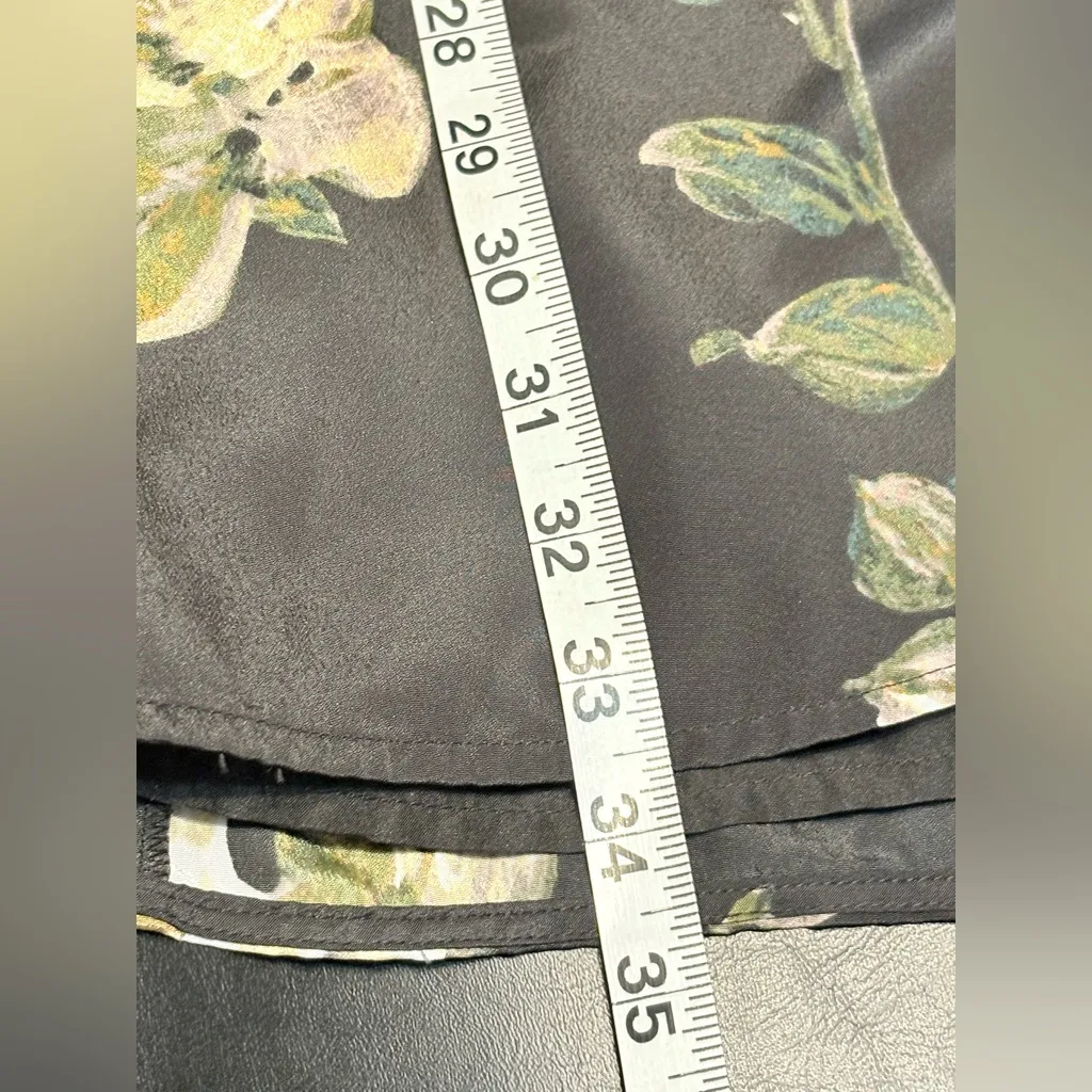 J. Crew Black Floral Long Sleeve Dress w/elastic waist & cross over bottom sz 6 - Image 13