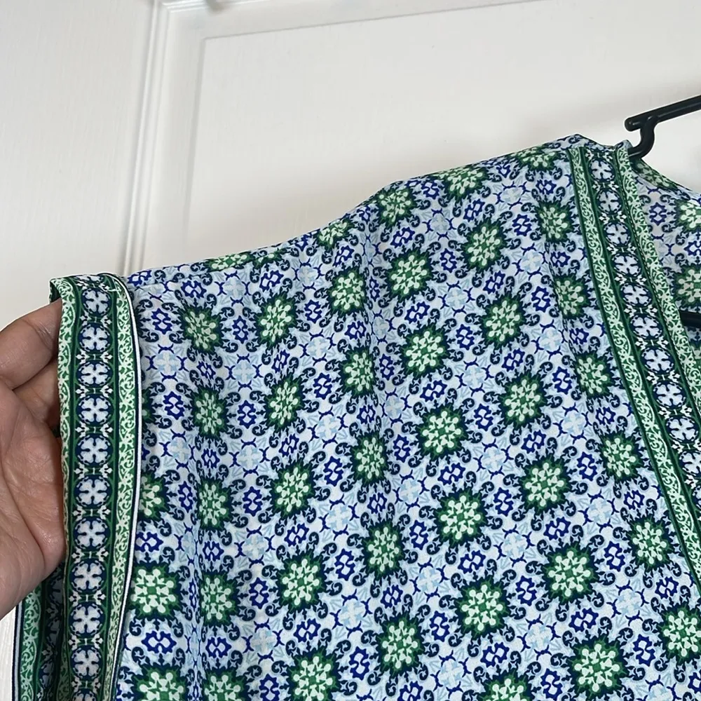 Max Studio Mosaic Dolman White Blue Green Sleeve Blouse Large EUC #4130 - Image 5