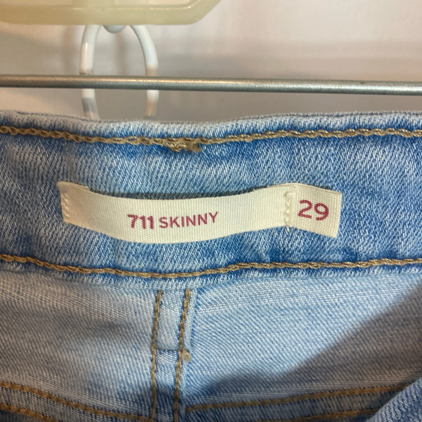 Levi’s 711 Skinny Leg Mid Rise Light Blue Denim Wash Jeans Pants - Image 6