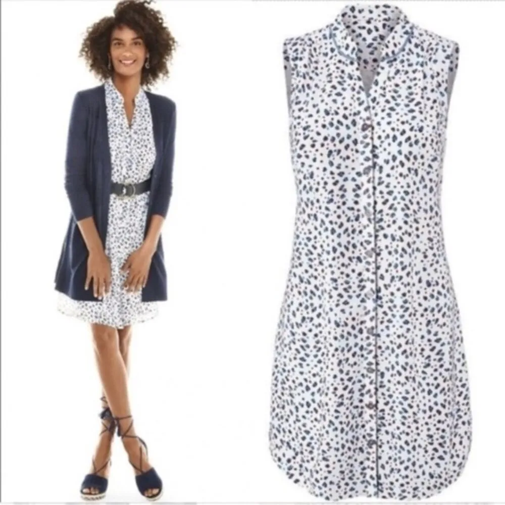 CAbi 5233 Camilla White Shirt Dress Animal Print - Image 2