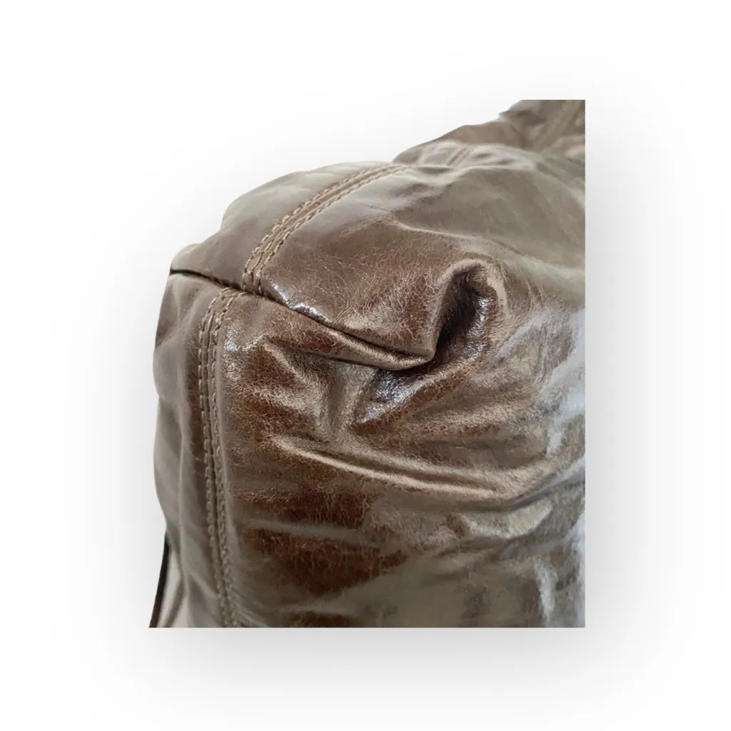 new Emily by Emily ༄ Washed Leather Studded Handbag Bag ༄ Shiny Integral Brown - Image 14