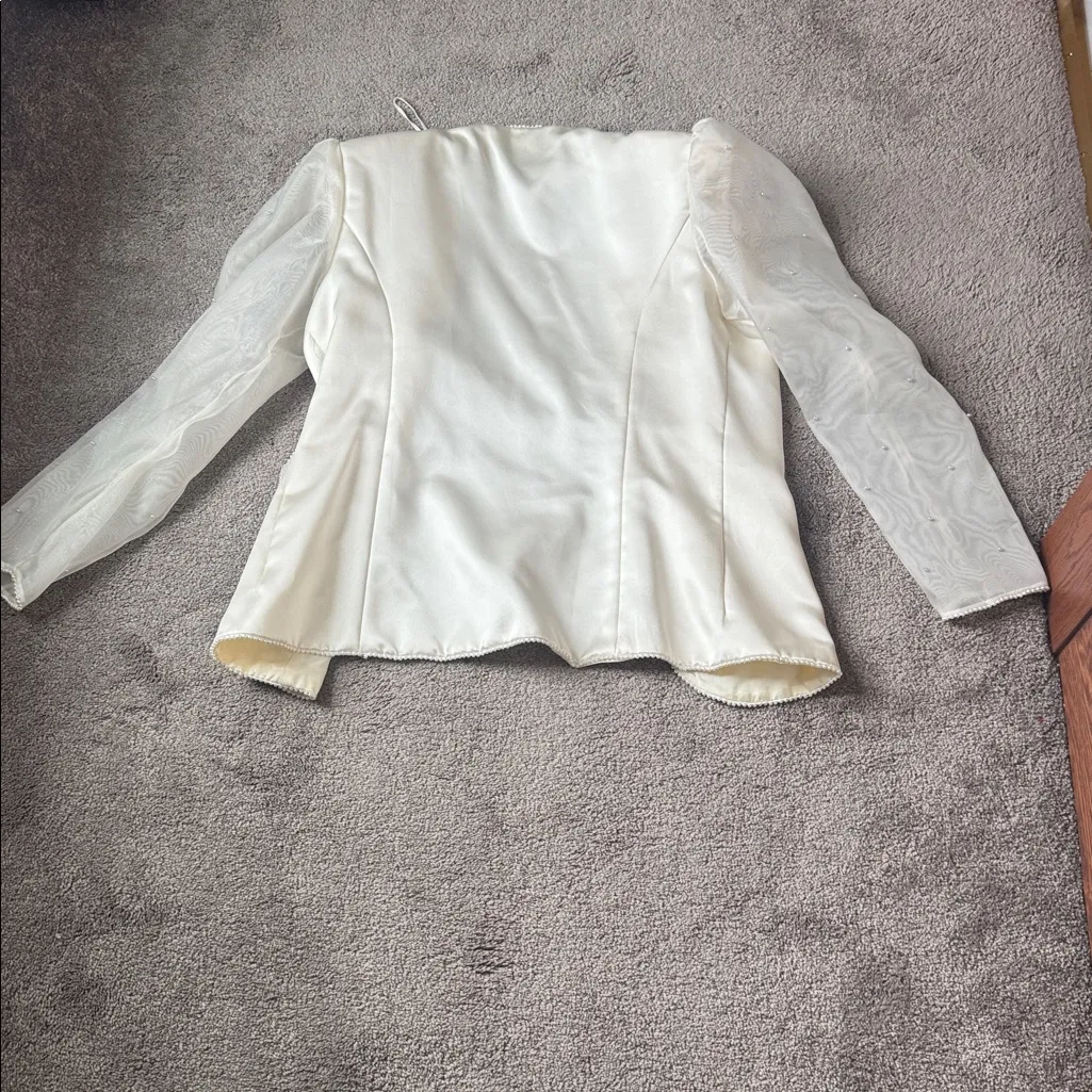 Jovani  Ivory Satin Three Piece Skirt Set SIZE 14 - Image 8