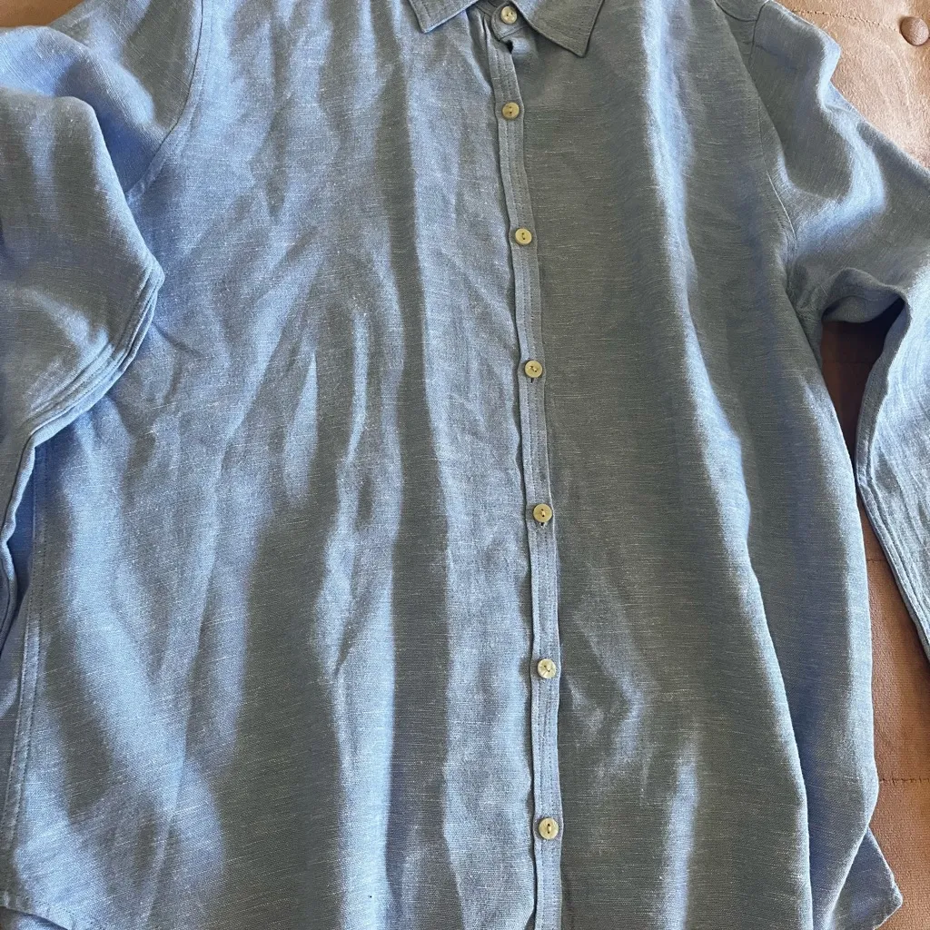 Orvis Classic Blue linen Collared Shirt - Image 5