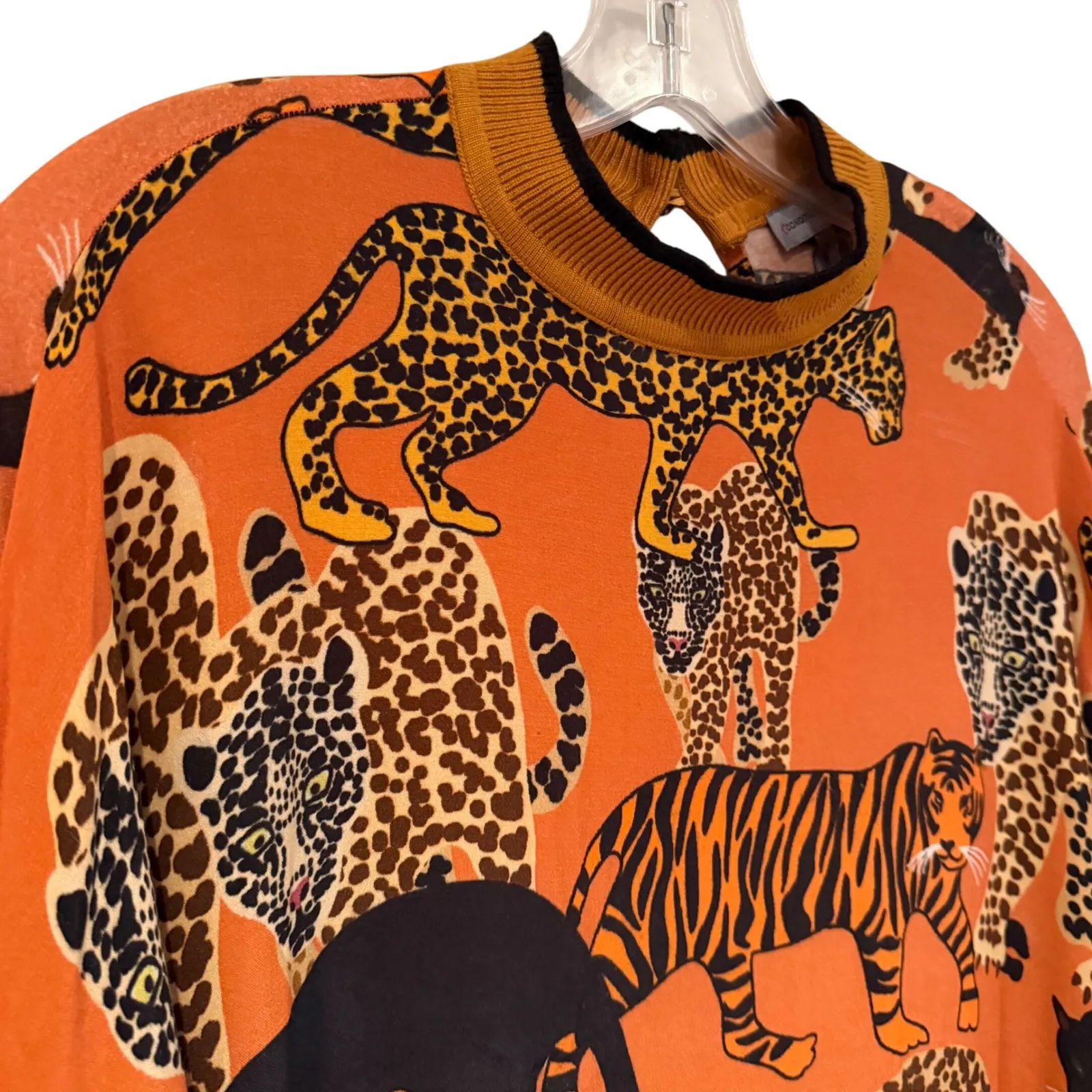 Anthropologie Zaniya Menagerie Animal Print Top Women's XS Orange Boho Hippie - Image 6