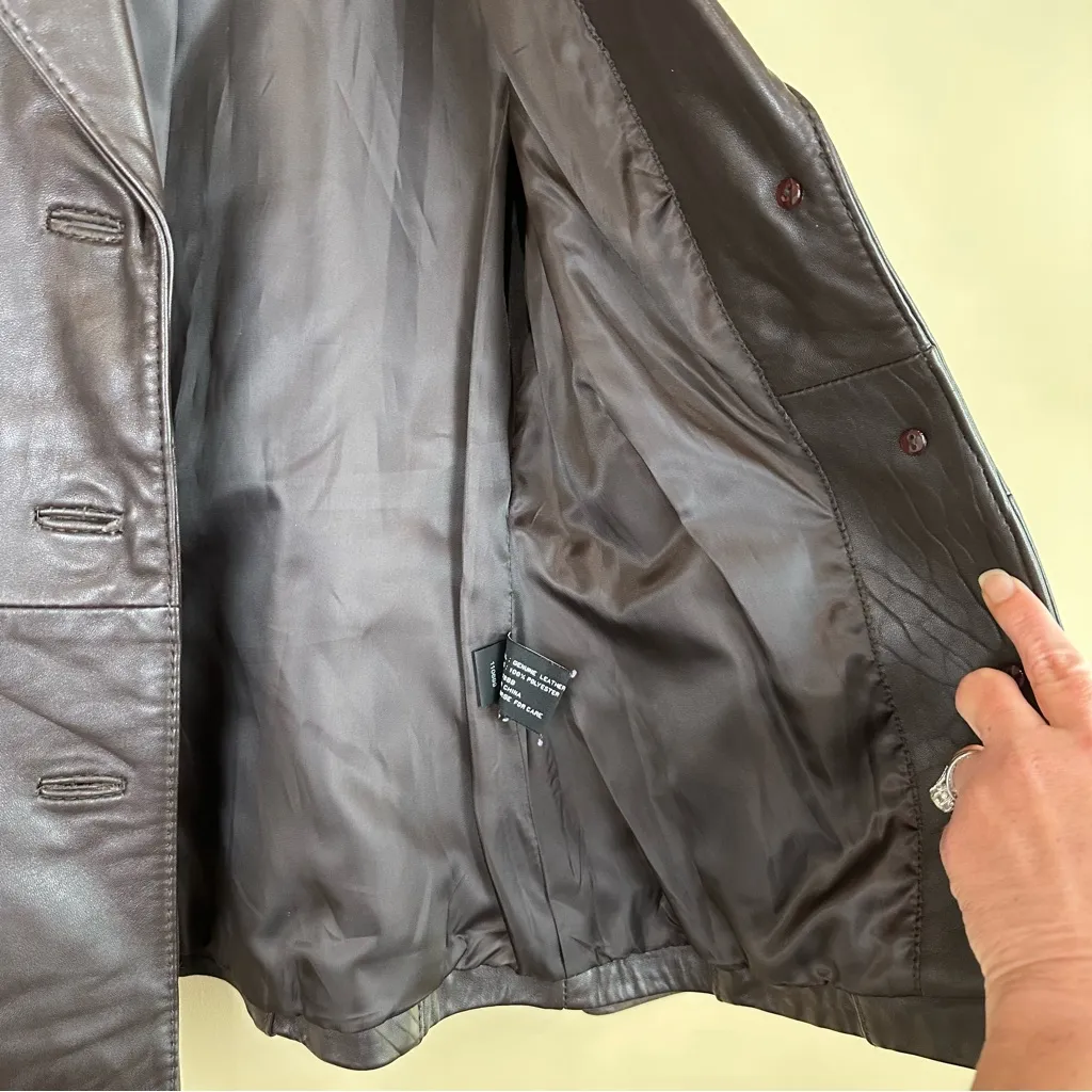 Jones New York Dark Brown Leather Jacket Blazer PS - Image 10