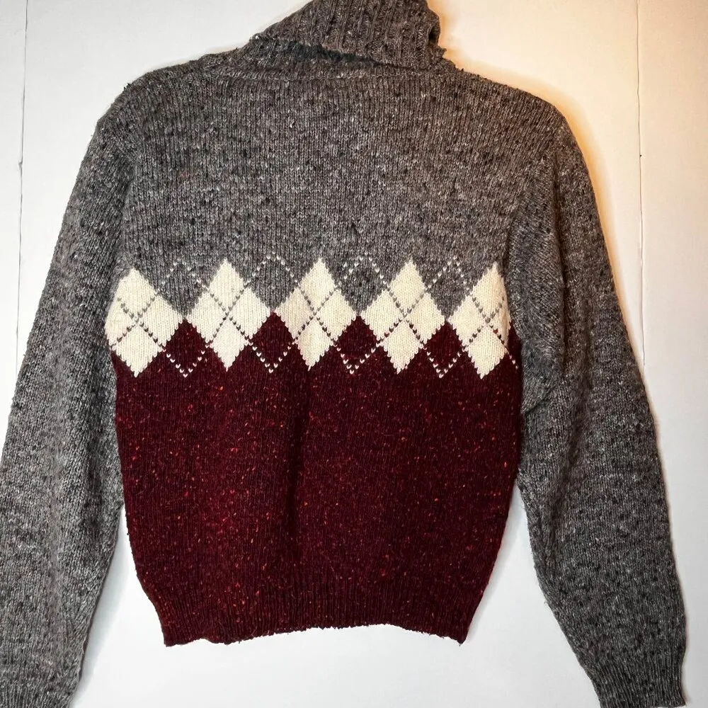 VTG Liz Claiborne Turtleneck Sweater Argyle Cozy Retro Chunky Y2K 80s Preppy M - Image 3
