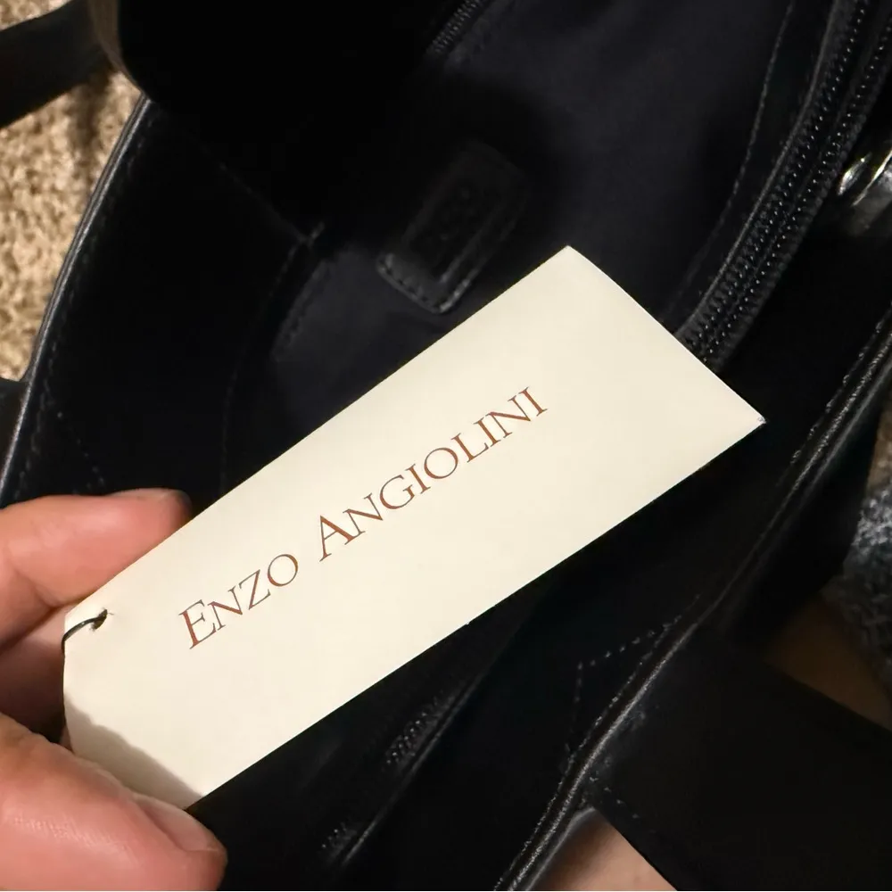 New NWT Enzo Angiolini Black Leather & Polyester Shoulder Tote, Bag - Image 6