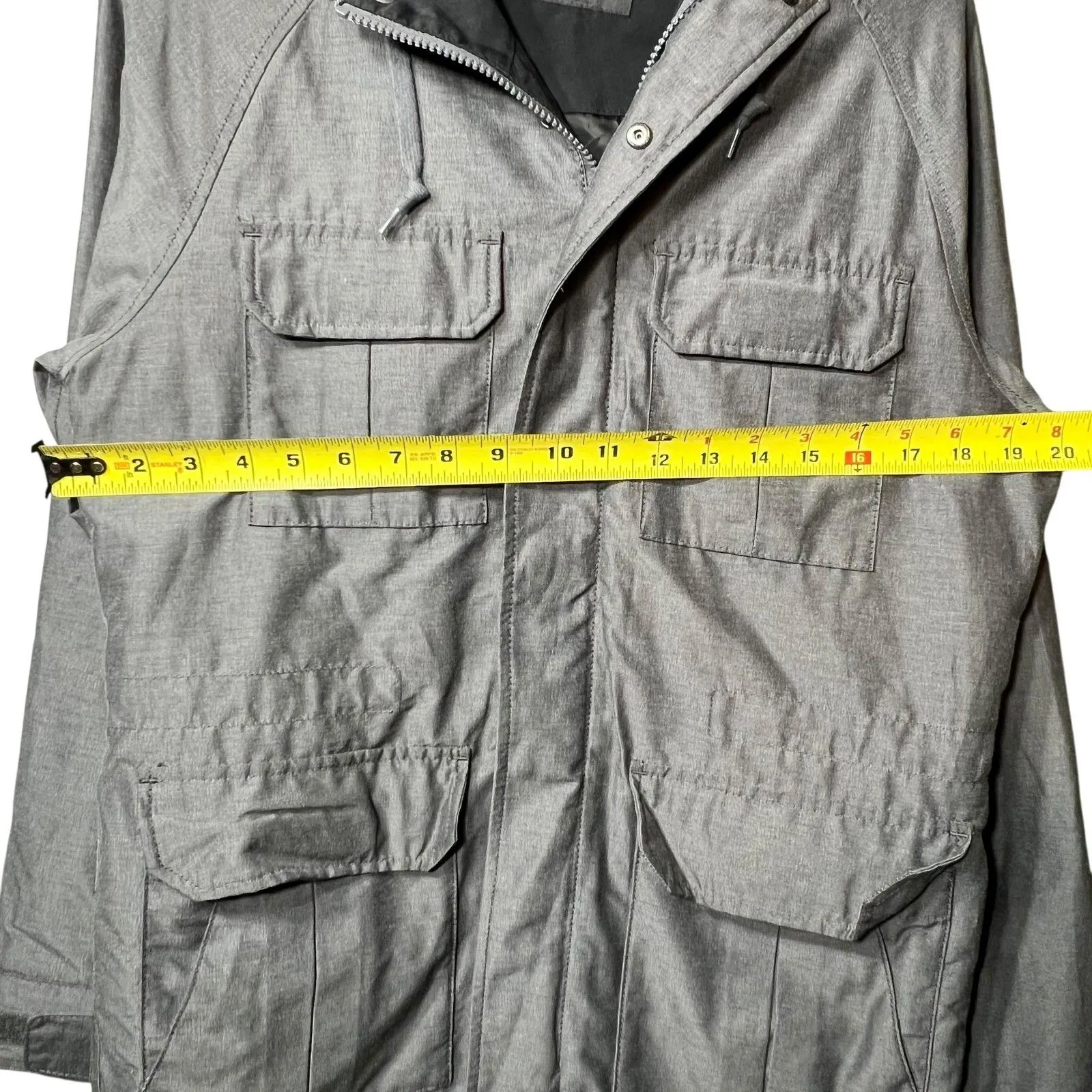 Uniqlo Jacket Women's Small Gray Hooded Utility Parka Zip Pockets Outdoor Coat - Image 8