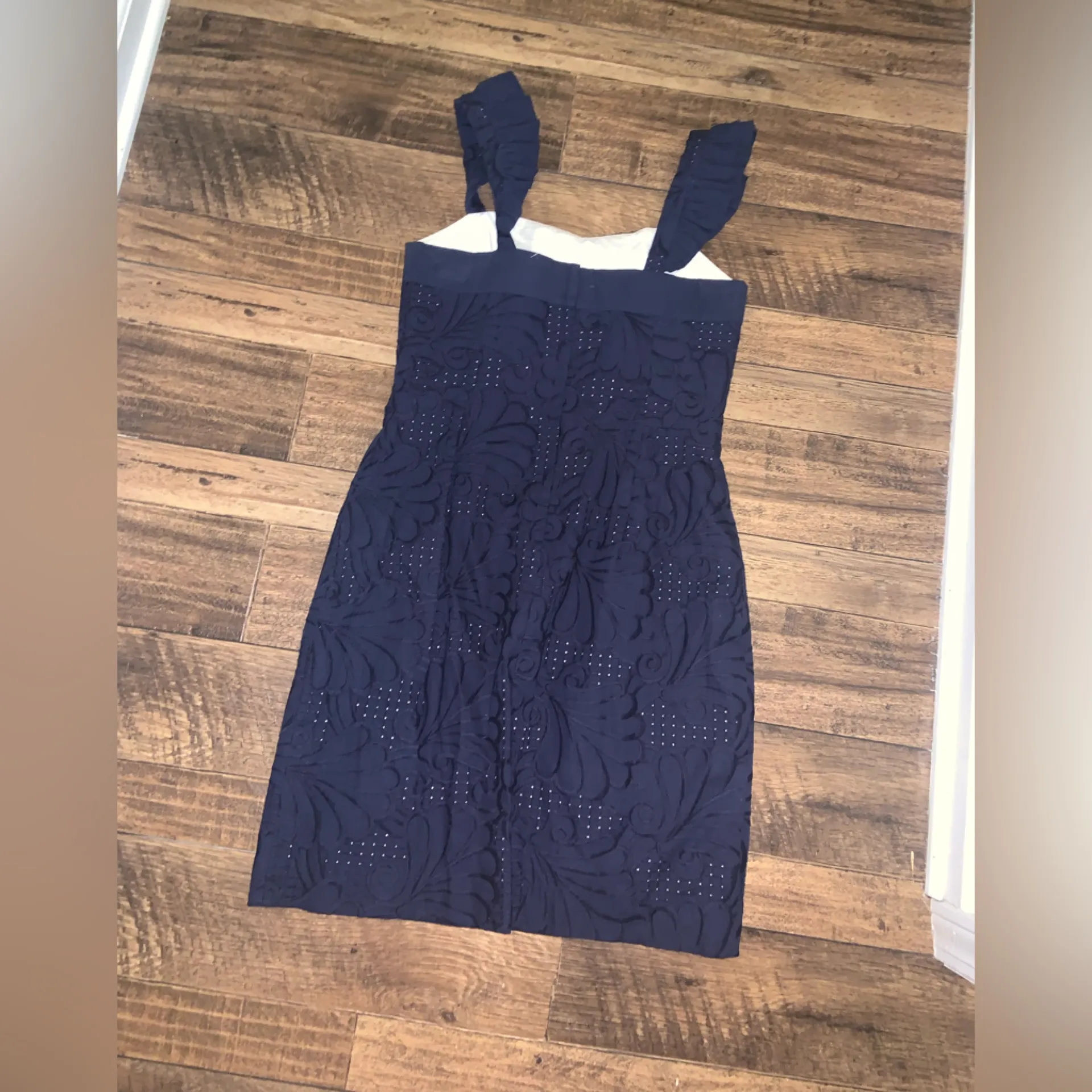 LILLY PULITZER Navy eyelet 
Scallop Lace Sarafina Dress 268$ preppy fall formal - Image 7