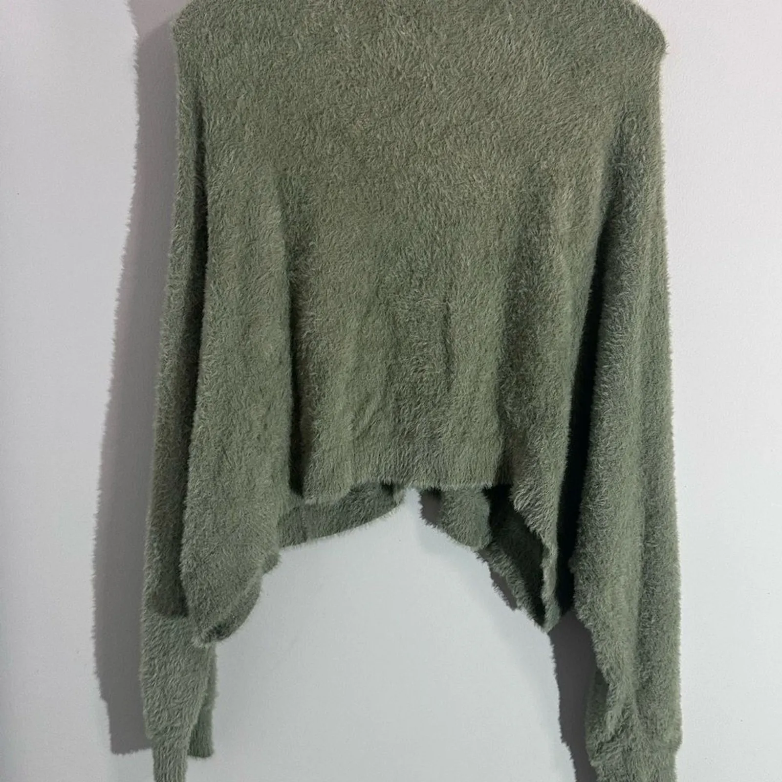 Fuzzy Knit Cardigan‎ Button Down Olive Green Soft Comfy Sweater - Image 6