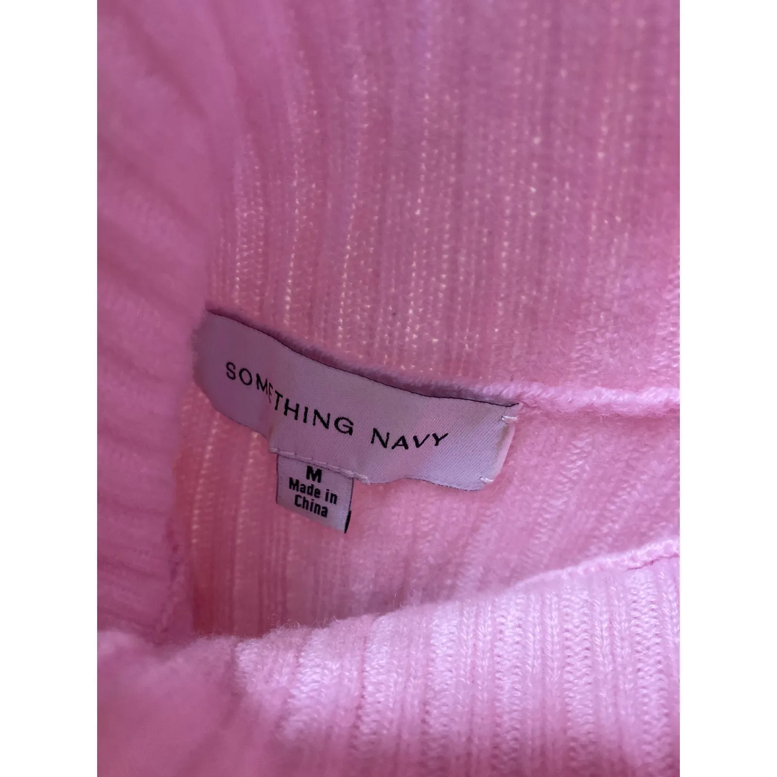 Something Navy Women's Pink Rib Knit Turtleneck Long Sleeve Sweater Top Size M - Image 4