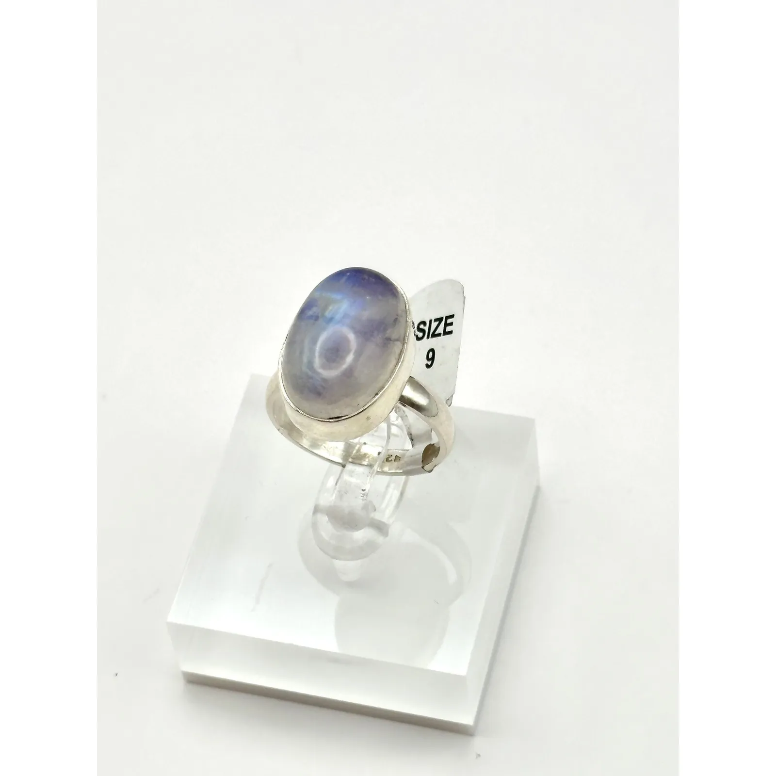 Purple Moonstone Sterling Silver Handmade Ring Size 9 - Image 3