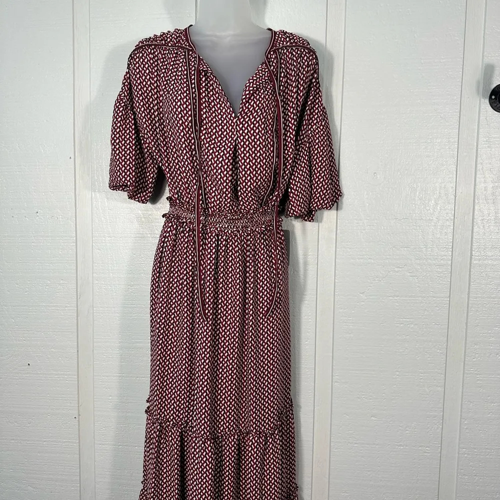 Max Studio Cream/Red Geo Print  Maxi Dress Size Small NWT - Image 4