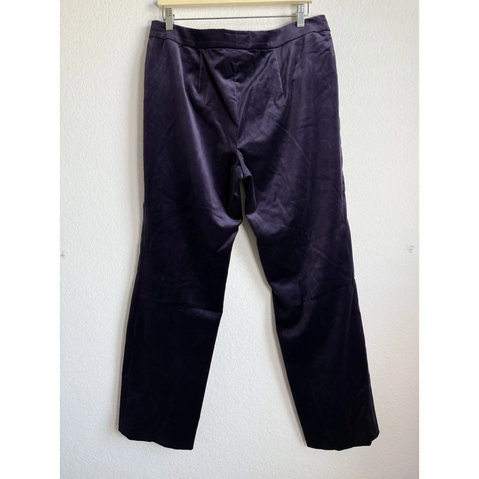 Carlisle Women's Velour Purple Straight Leg Dress Pants‎ Silk Lining Size 14 - Image 4