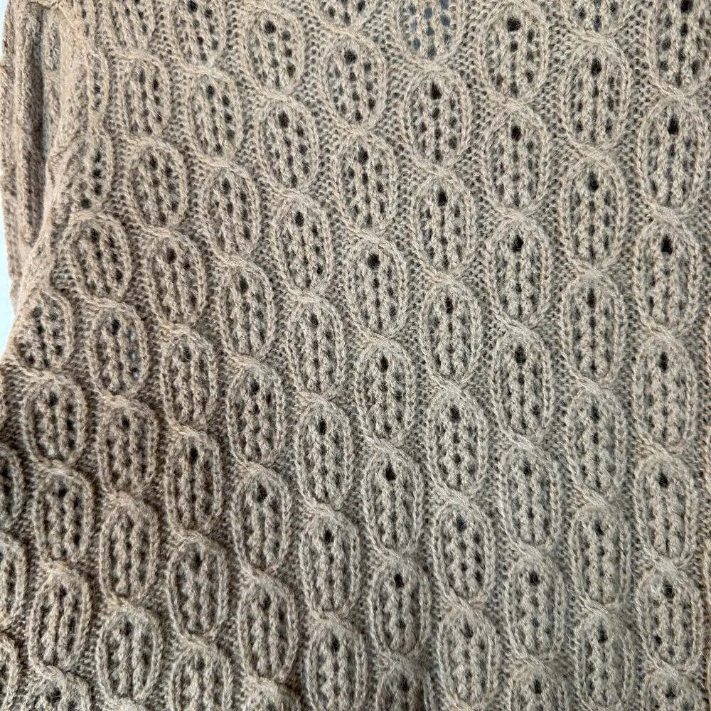 J. Crew Balloon Sleeve Open Knit Sweater Camel Beige Tan Large NEW with Tags - Image 7