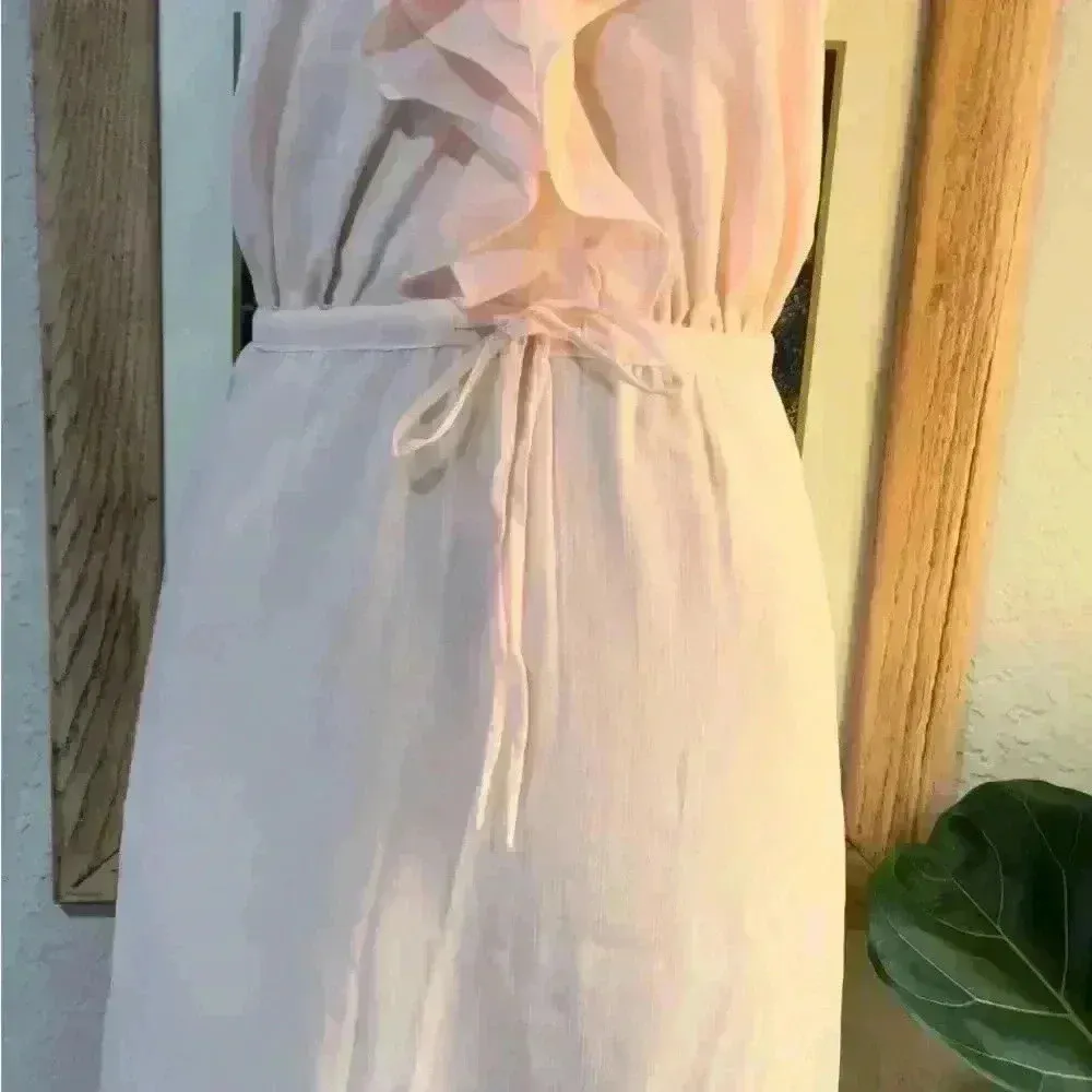 Chelsea28 Ruffle Trim Chiffon Dress Light Pink Creole Midi Dress-Orig$190 - Image 9