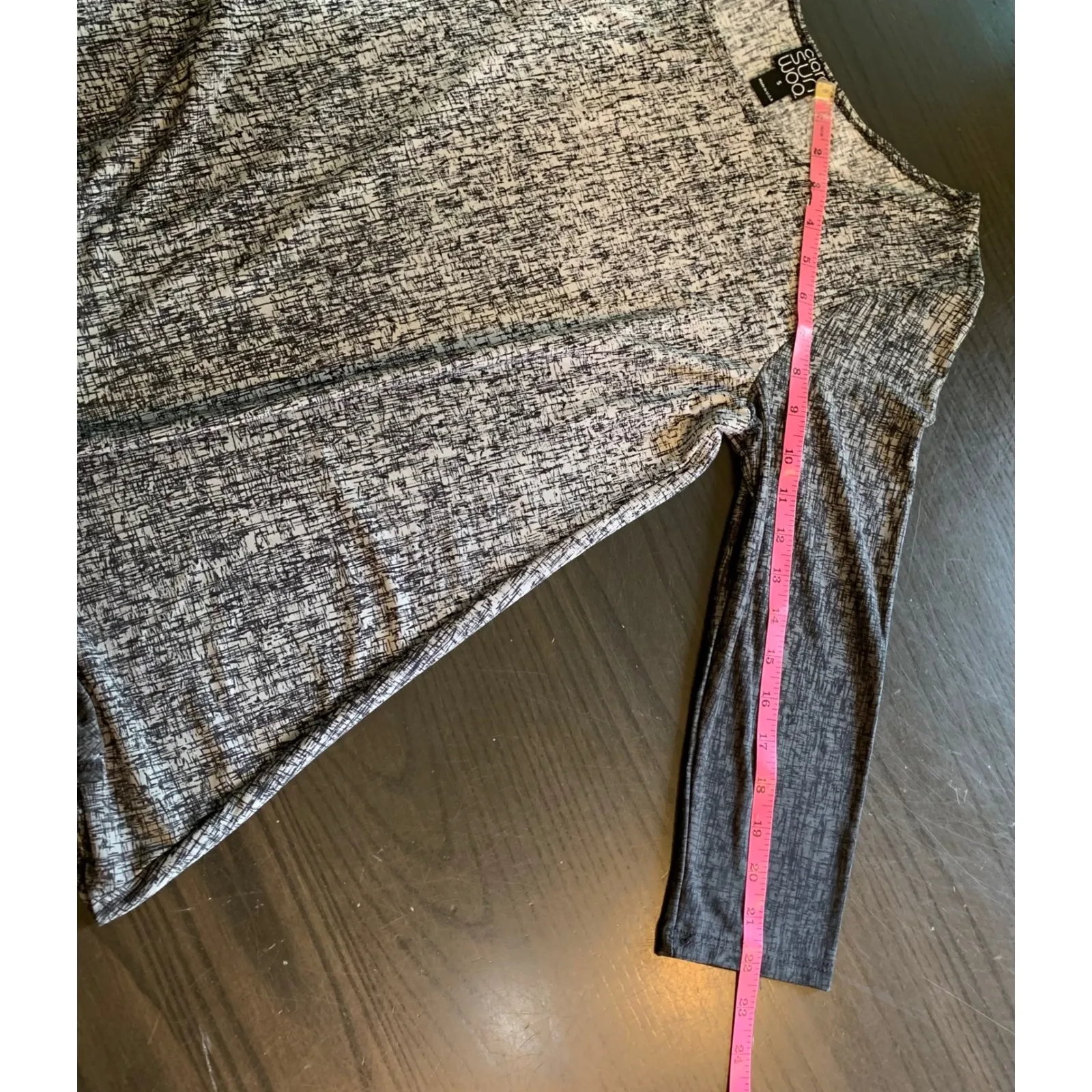 Clara Sun Woo Tunic Top Small Gray Black Ombre Asymmetrical Hem Made USA Comfort - Image 9