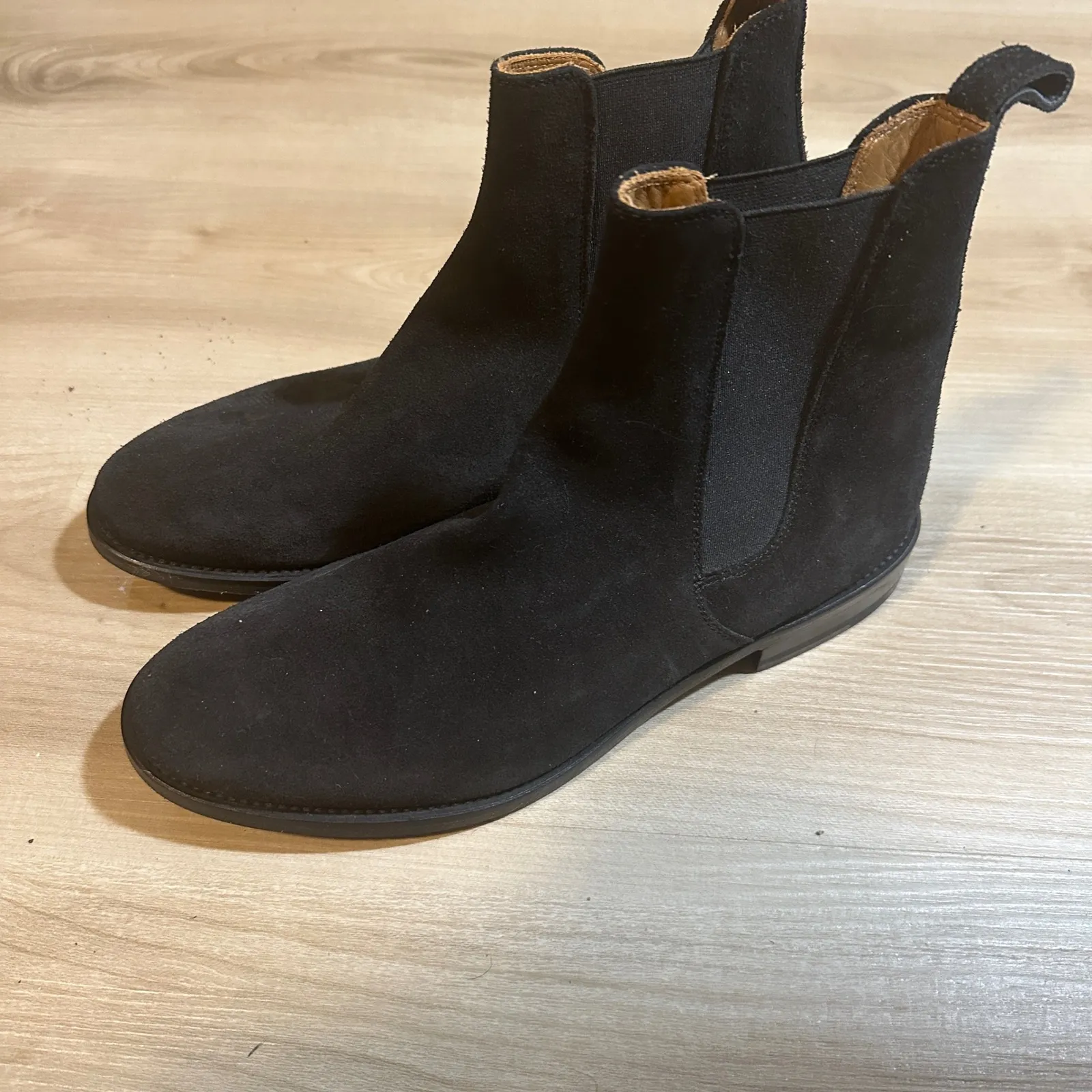 ORO Handmade in Spain 6 Black Suede Leather Chelsea Ankle Boots‎ - Image 5