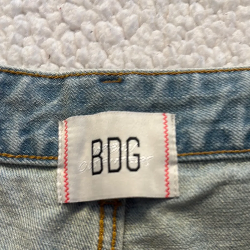 BDG Urban Outfitters Blue Jean Shorts Relaxed Fit Frayed Hem - Image 2
